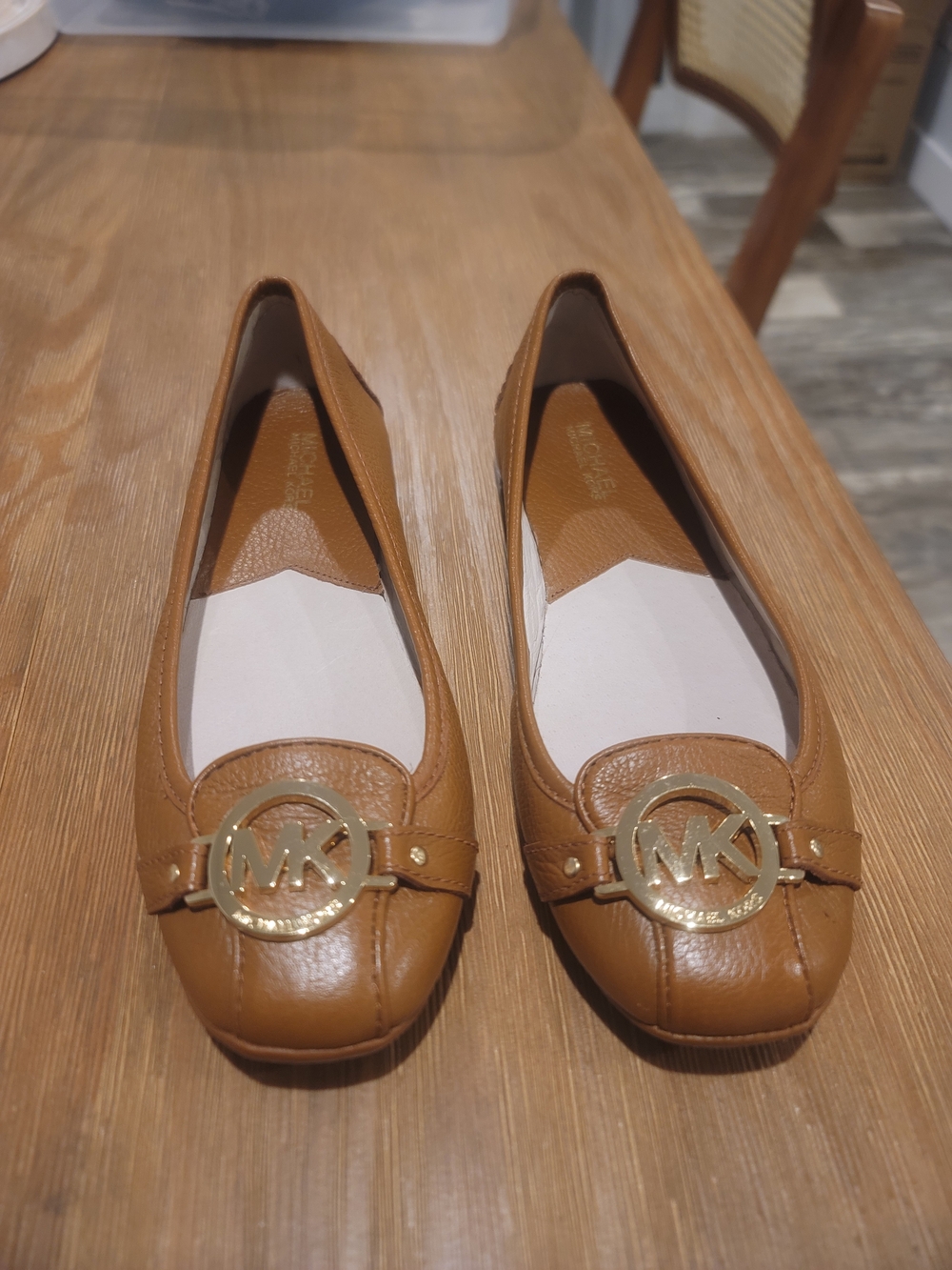 Michael Kors Tan Leather MK Logo Flats 8.5M